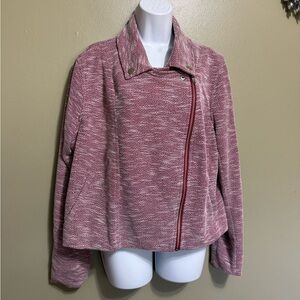 Eloquii Maroon and White Zip Up Jacket, Size‎ 18/20